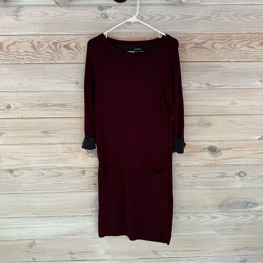 NWOT Nicole Miller New York Burgundy Maroon Sweater Dress Size Medium
